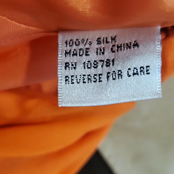 Vtg Niteline Chic  Orange Silk  Gown with Silver Accents - Picture 16 of 16